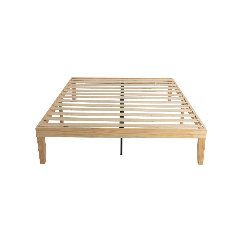 Warm Wooden Natural Bed Base Frame – Queen - Cosy Abode