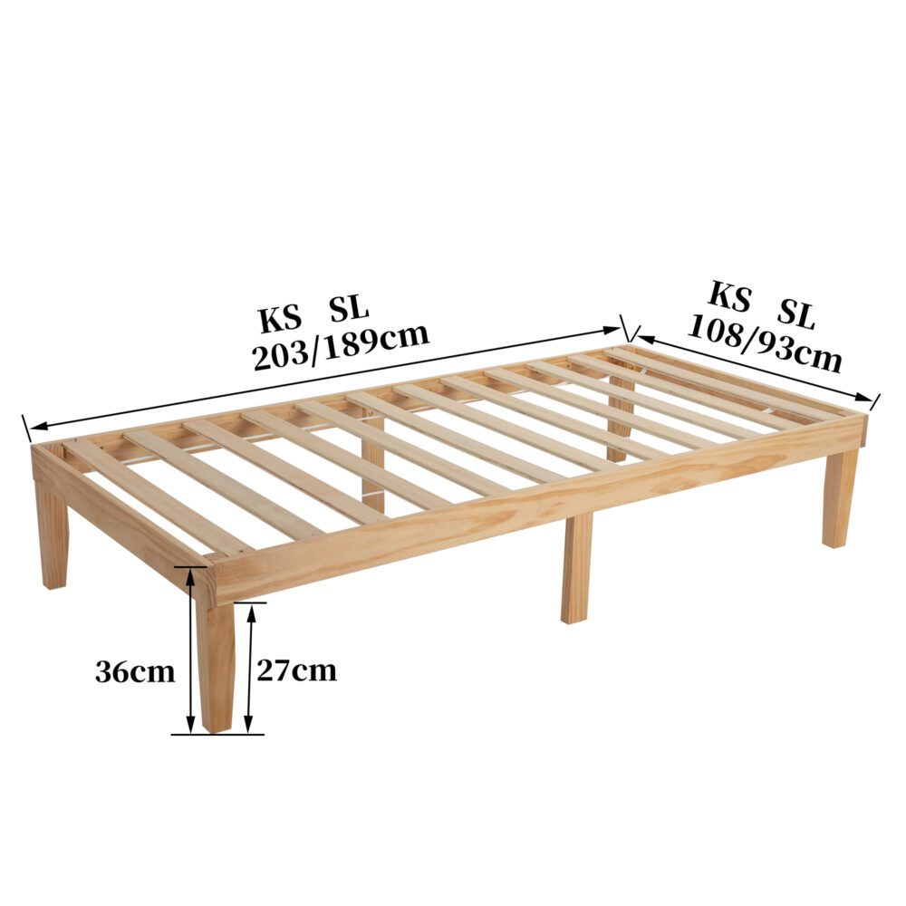 Single Size Warm Wooden Natural Bed Base Frame – Single - Cosy Abode