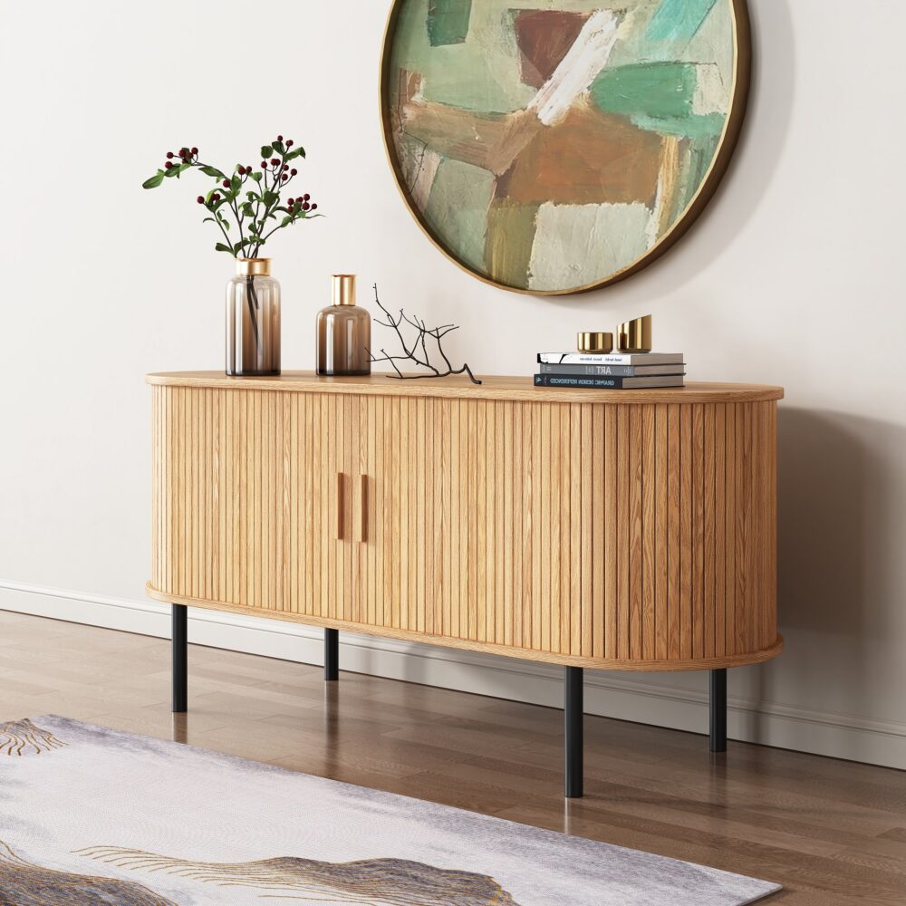 Ripple Sideboard with Sliding Doors — Earthy Elegance Redefined - Cosy Abode