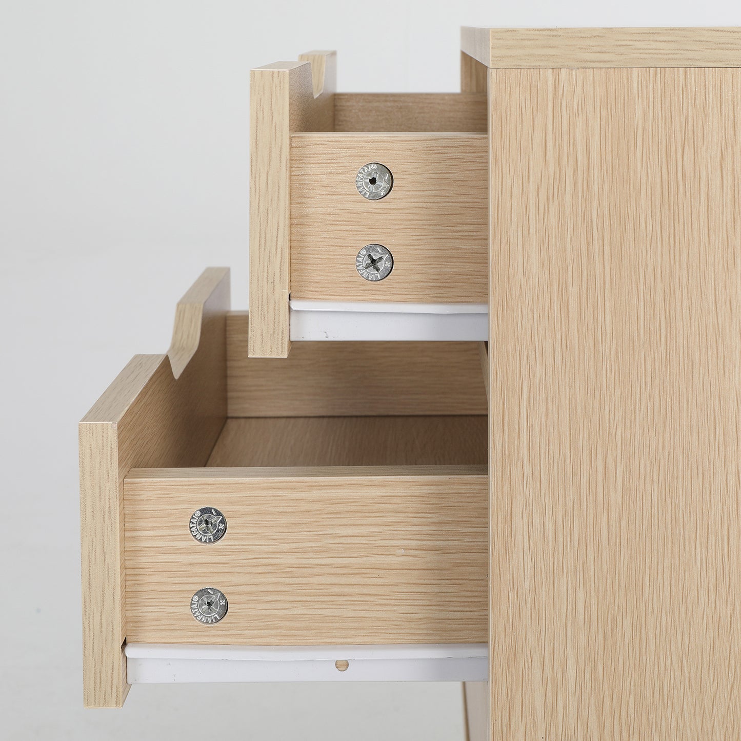 Bedside Table 3 Drawer Wood Leg Storage Cabinet Nightstand LACY OAK - Cosy Abode
