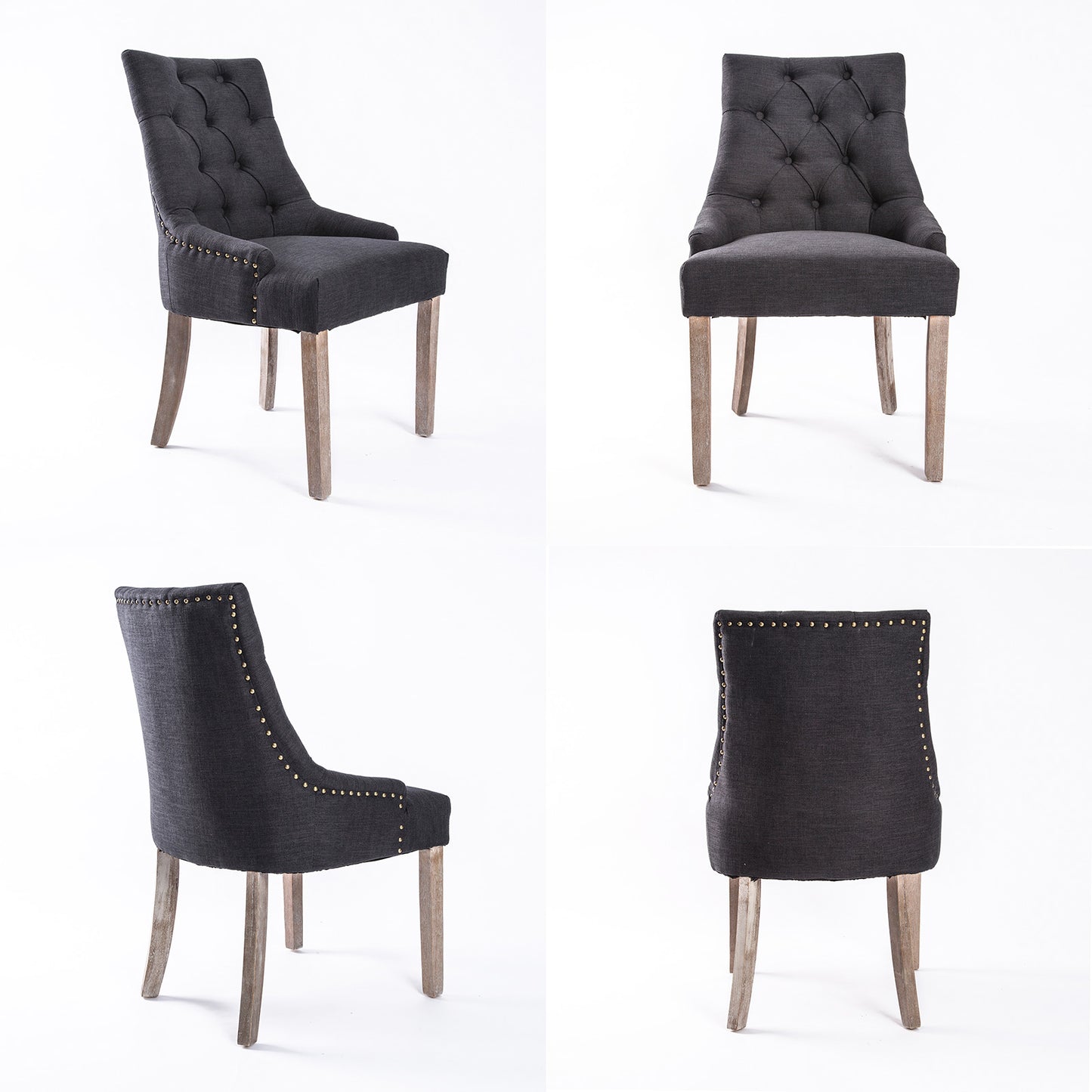 French Provincial Dining Chair Oak Leg AMOUR BLACK - Cosy Abode