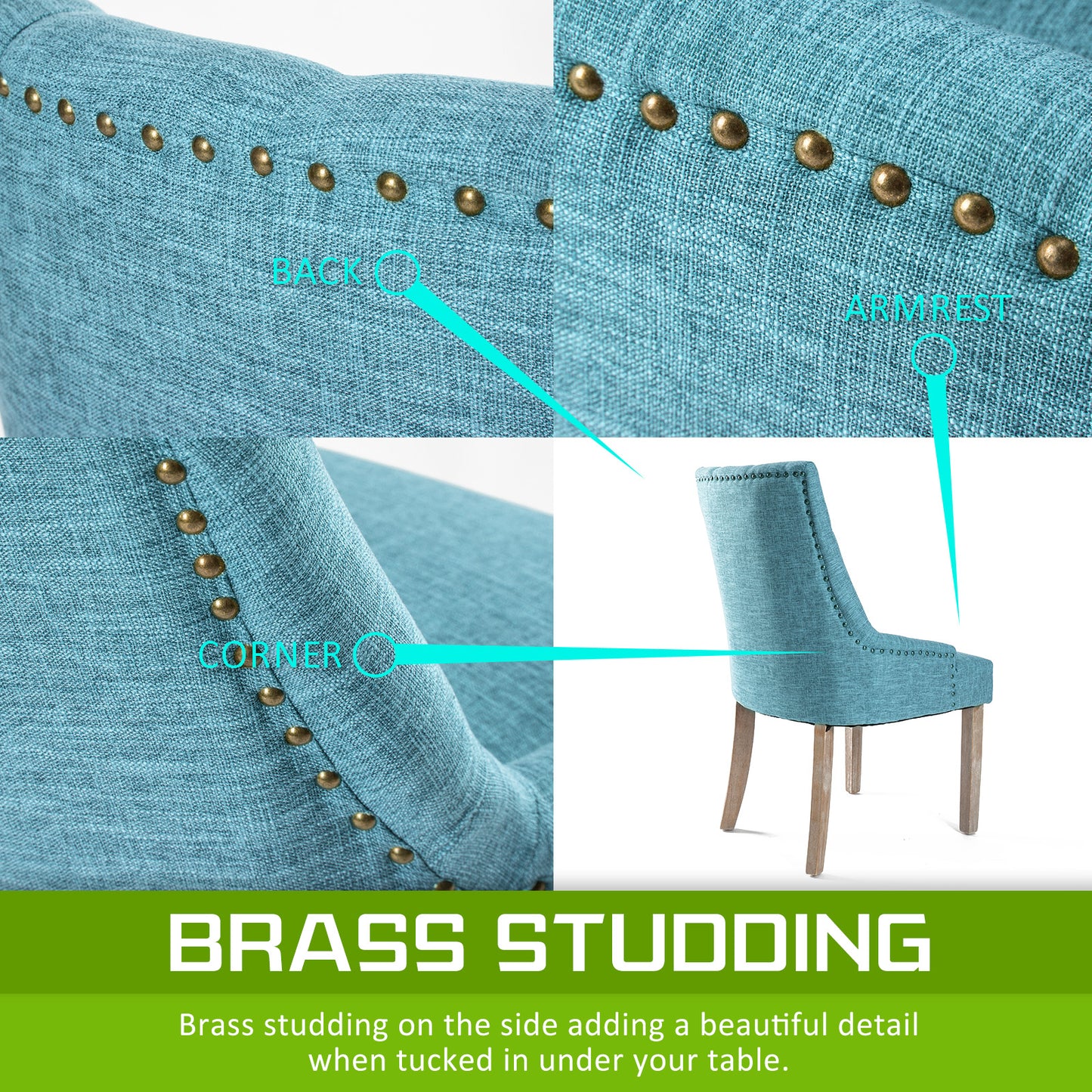 French Provincial Dining Chair Oak Leg AMOUR BLUE - Cosy Abode