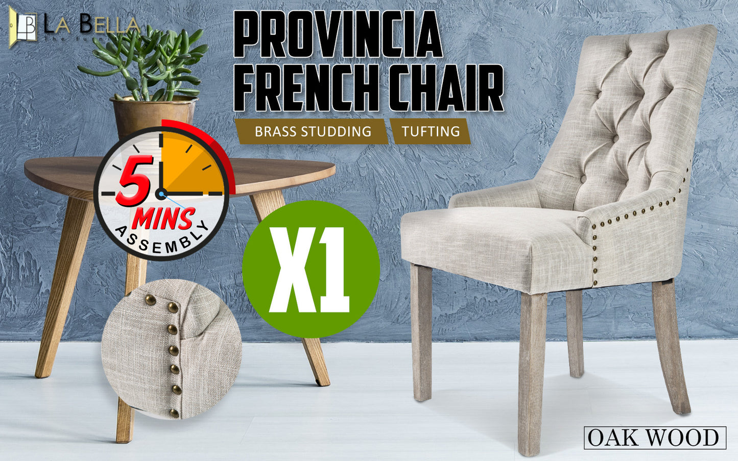 French Provincial Dining Chair Oak Leg AMOUR CREAM - Cosy Abode