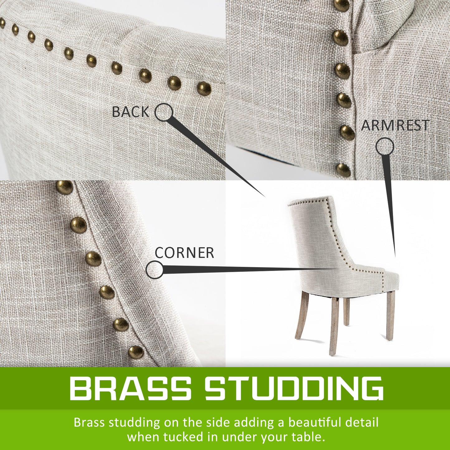French Provincial Dining Chair Oak Leg AMOUR CREAM - Cosy Abode