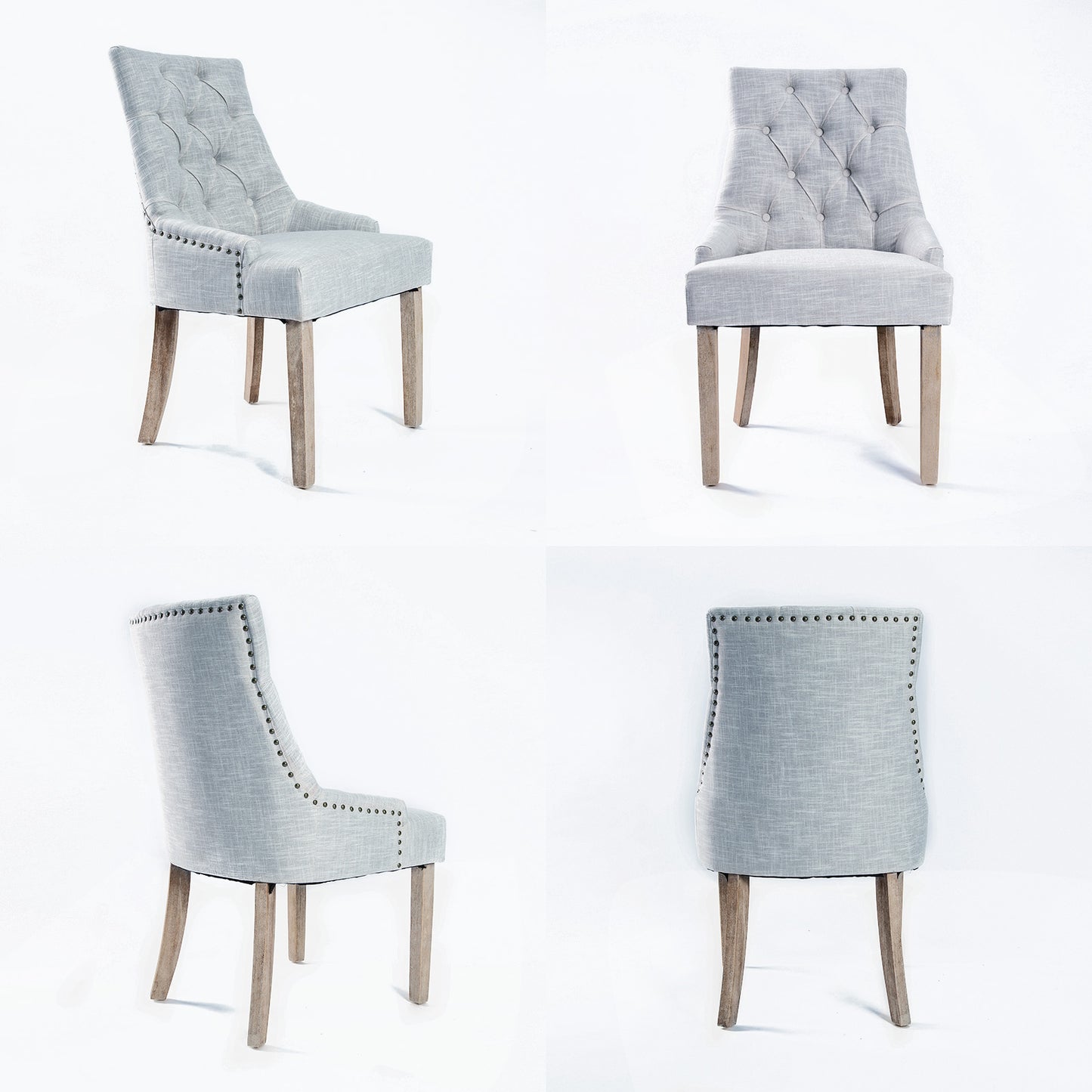 French Provincial Dining Chair Oak Leg AMOUR GREY - Cosy Abode