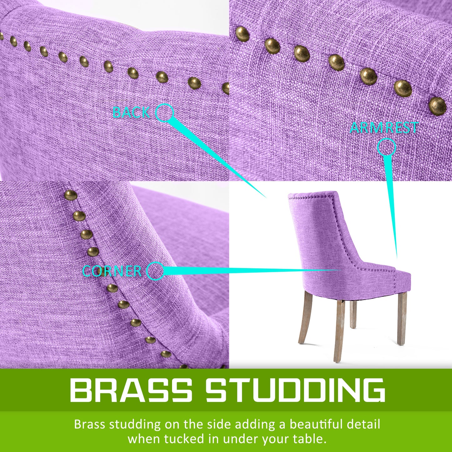 French Provincial Dining Chair Oak Leg AMOUR VIOLET - Cosy Abode