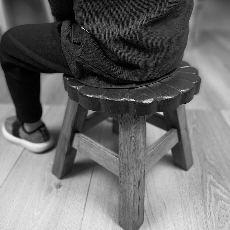 Children's Wooden Stool Blue Baby ELEPHANT Themed Chair Toddlers Step sitting Stool - Cosy Abode