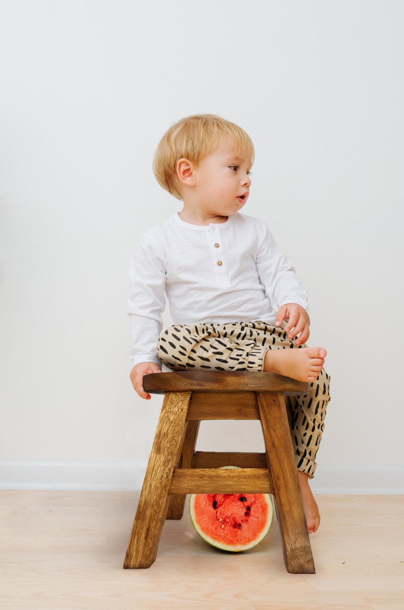 Children's Wooden Stool Blue Baby ELEPHANT Themed Chair Toddlers Step sitting Stool - Cosy Abode