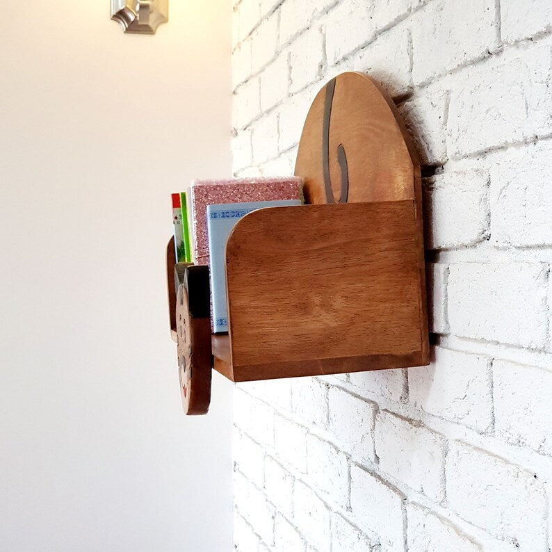 Wooden Wall Mounted Book Shelf Bear theme for children's room - Cosy Abode