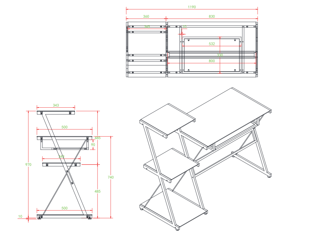 YES4HOMES Metal and Tempered Glass Computer Desk Laptop Writing Desk Gaming Table with Storage Shelves - Cosy Abode