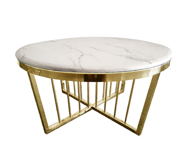 Salina Coffee Table - Marble - 80cm Gold - Cosy Abode