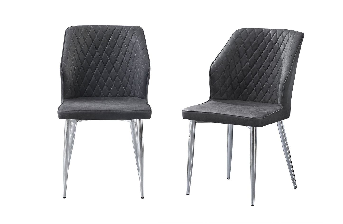 Cross Pattern Dining Chair - Charcoal with Silver Legs - Set of 4 - Cosy Abode