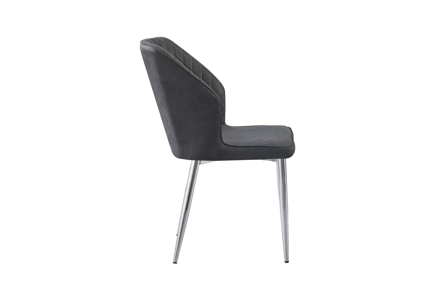 Cross Pattern Dining Chair - Charcoal with Silver Legs - Set of 4 - Cosy Abode