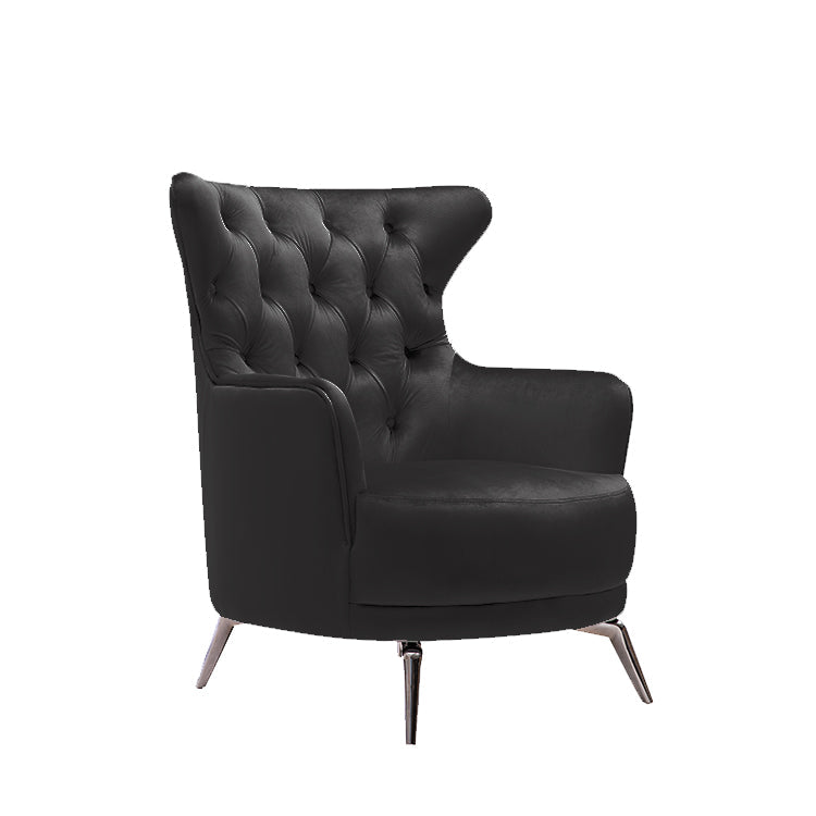Grand Tufted Lounge - Black Velvet - Silver Legs - Cosy Abode