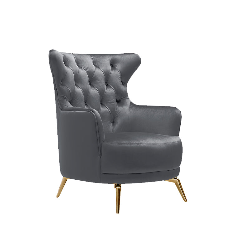 Grand Tufted Lounge - Dark Grey Velvet - Gold Legs - Cosy Abode