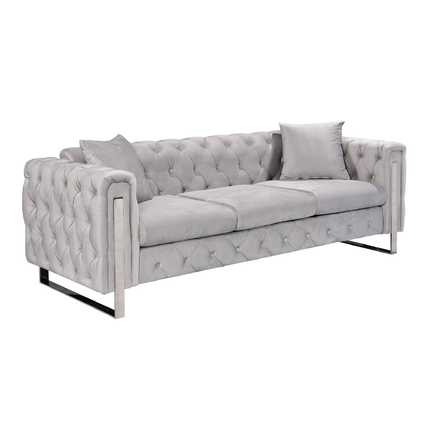 Madeline Range - Light Grey Velvet - Silver Trims - Cosy Abode