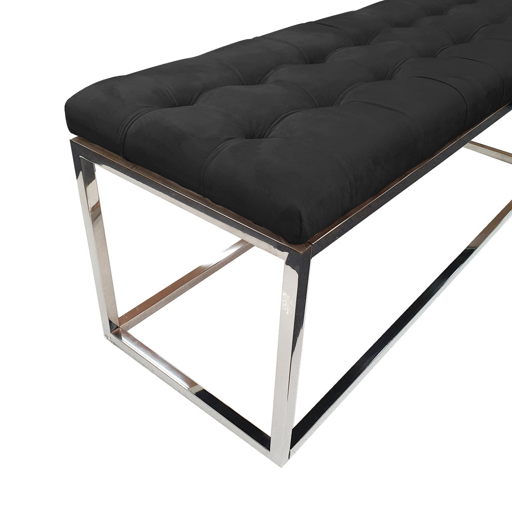 Holly Silver/ Black Ottoman - Cosy Abode