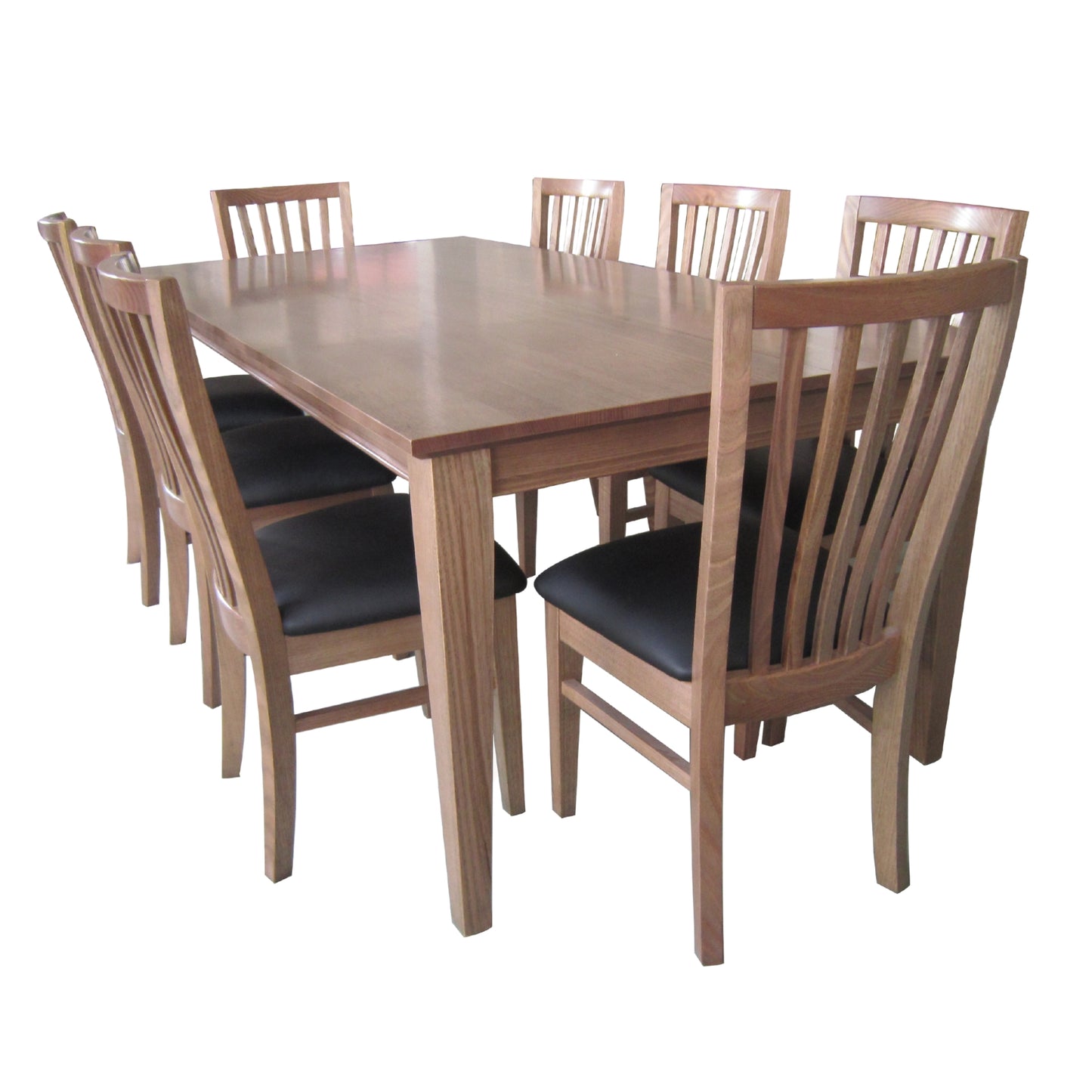 Fairmont 4pc Set Dining Chair PU Leather Seat Slat Back Solid Oak Timber Wood - Cosy Abode