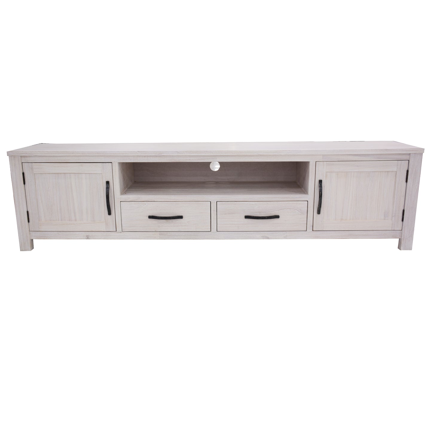 Foxglove ETU Entertainment TV Unit 216cm 2 Drawer 2 Door Mt Ash Wood - White - Cosy Abode