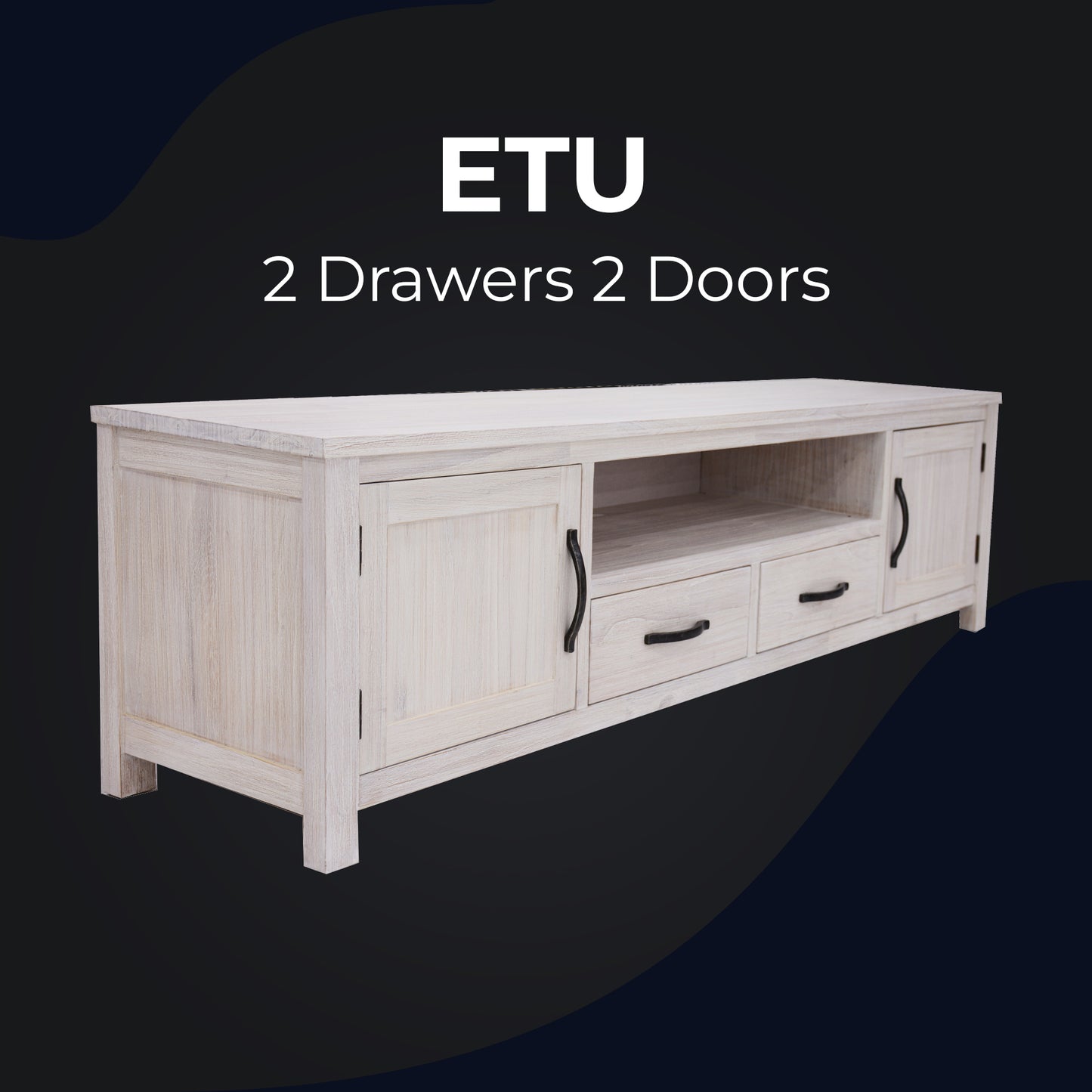 Foxglove ETU Entertainment TV Unit 216cm 2 Drawer 2 Door Mt Ash Wood - White - Cosy Abode