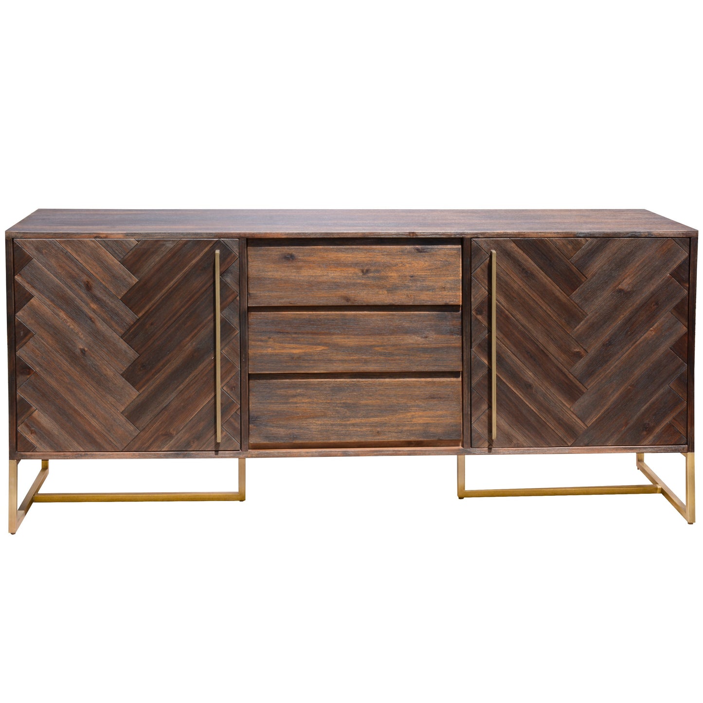 Tuberose Buffet Table 180cm 2 Door 3 Drawer Solid Acacia Timber Wood - Brown - Cosy Abode