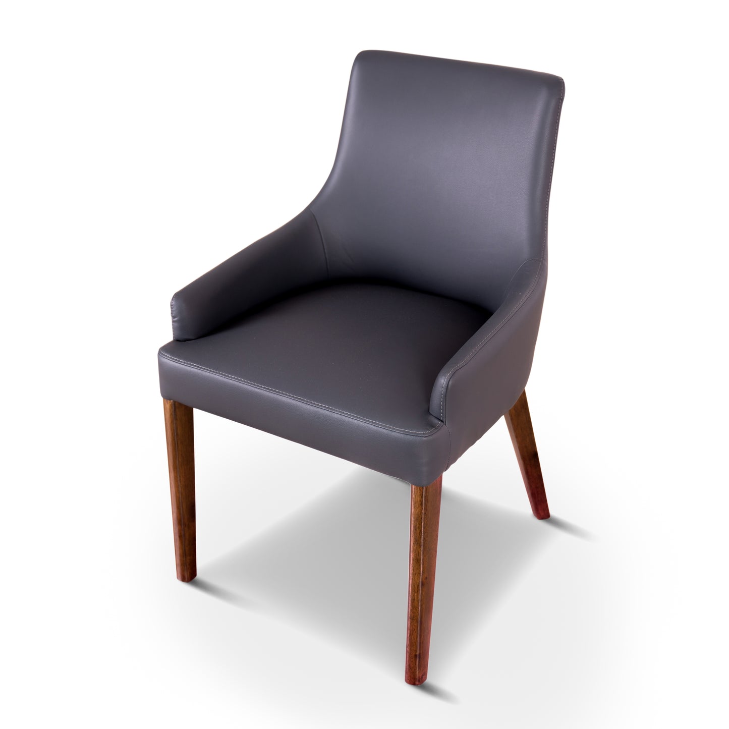 Tuberose Dining Chair Set of 3 PU Leather Solid Acacia Wood Furniture Dark Grey - Cosy Abode
