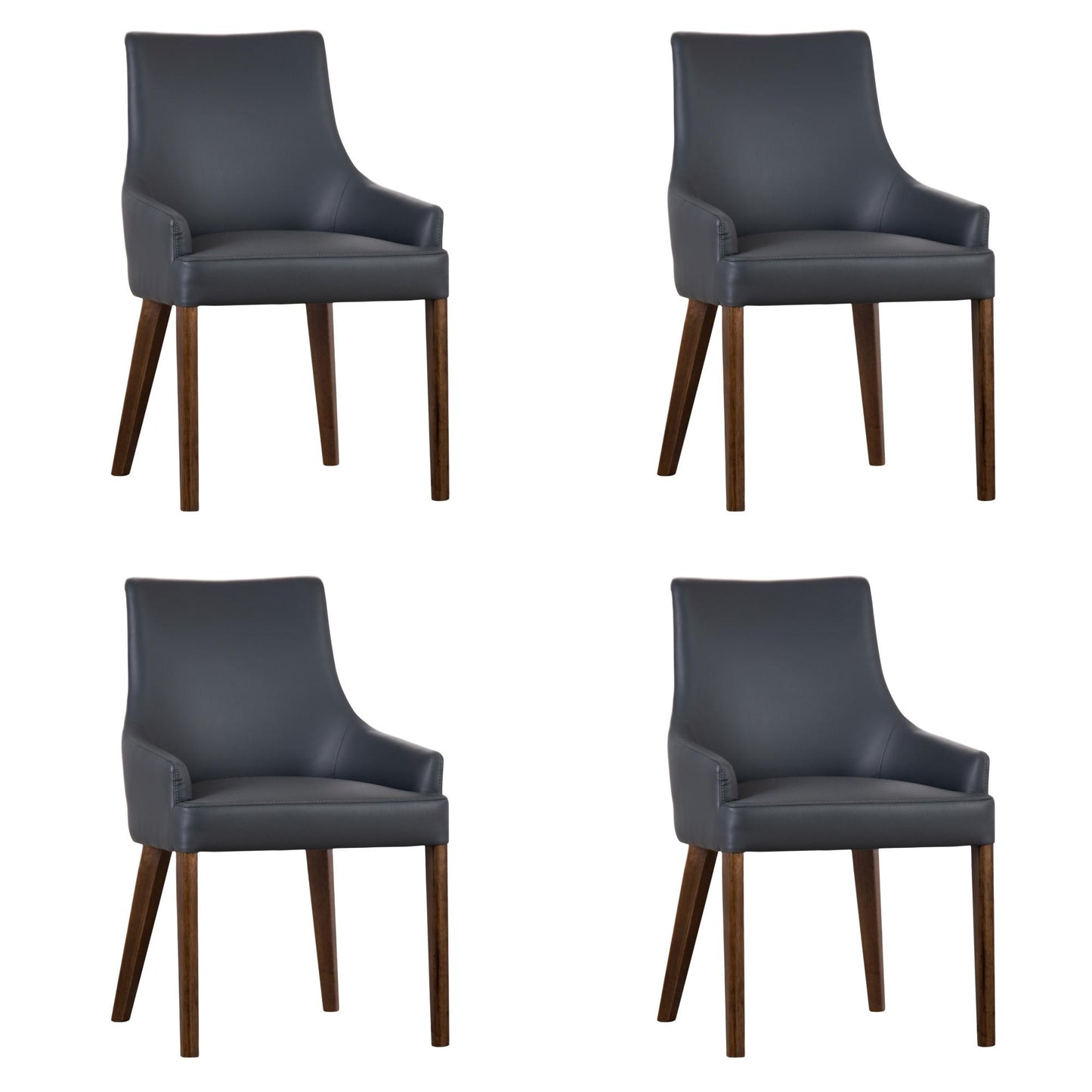 Tuberose Dining Chair Set of 4 PU Leather Solid Acacia Wood Furniture Dark Grey - Cosy Abode