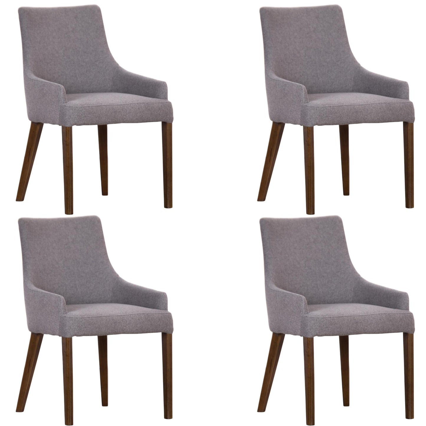 Tuberose Dining Chair Set of 4 Fabric Seat Solid Acacia Wood Furniture - Grey - Cosy Abode