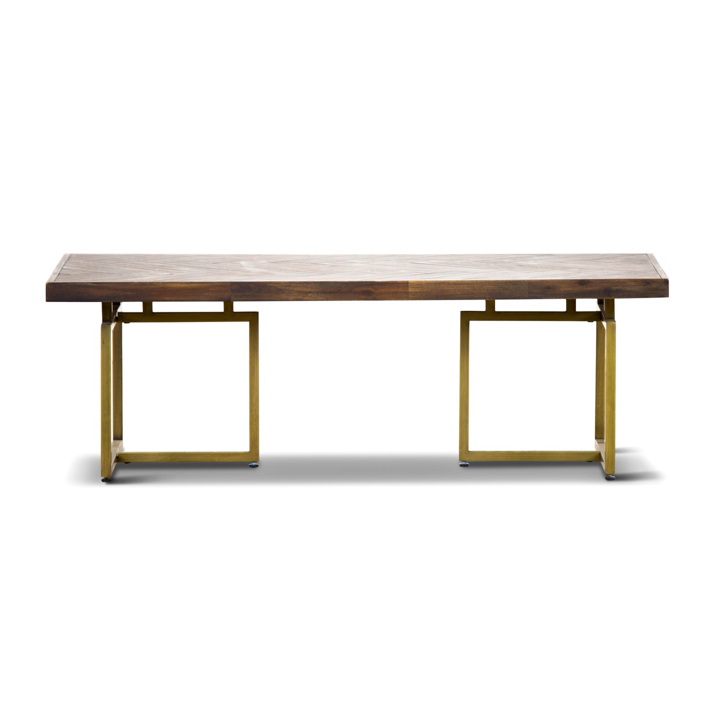 Tuberose Coffee Table 120cm Solid Acacia Wood Home Herringbone Parquet - Brown - Cosy Abode