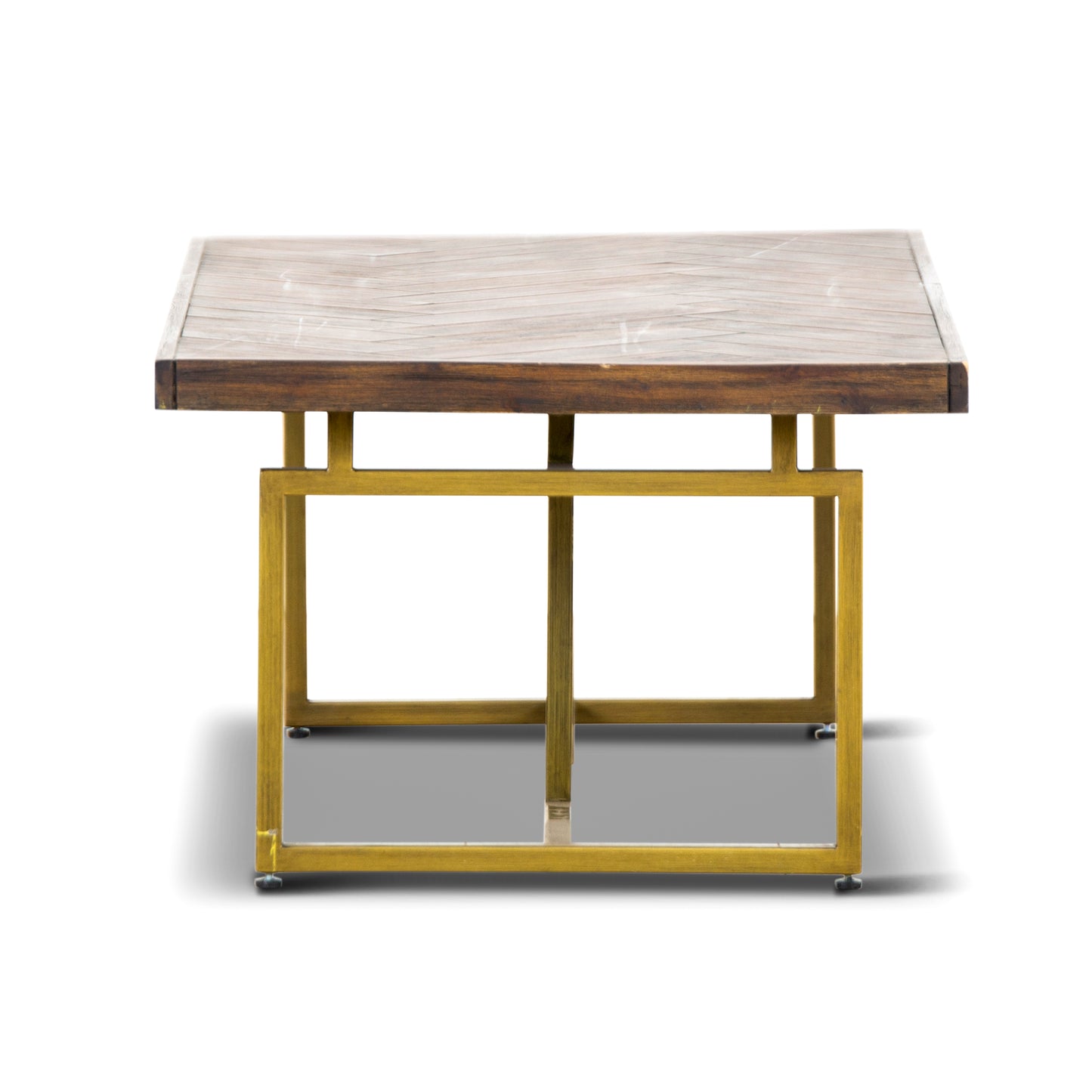 Tuberose Coffee Table 120cm Solid Acacia Wood Home Herringbone Parquet - Brown - Cosy Abode