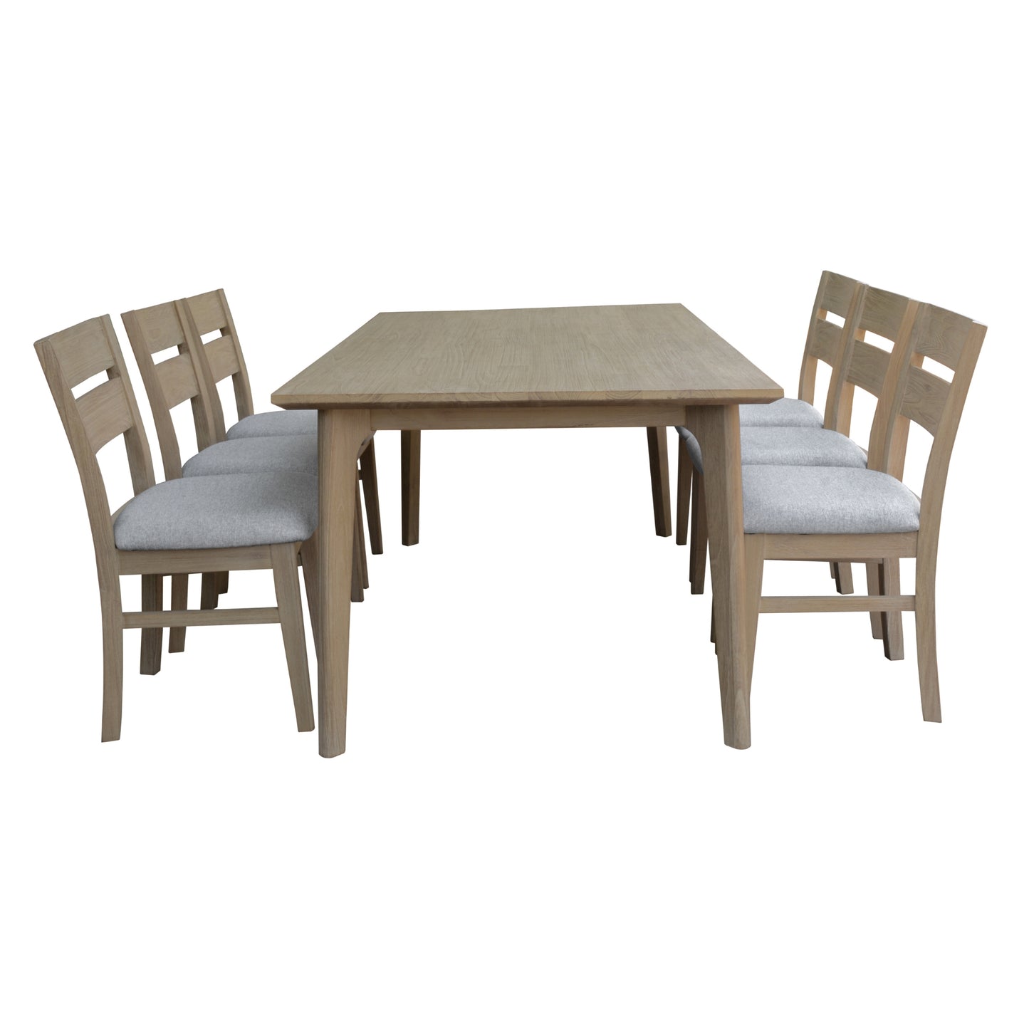 Tyler 7pc 180cm Dining Table Set Fabric Chair Solid Acacia Wood Brushed Smoke - Cosy Abode