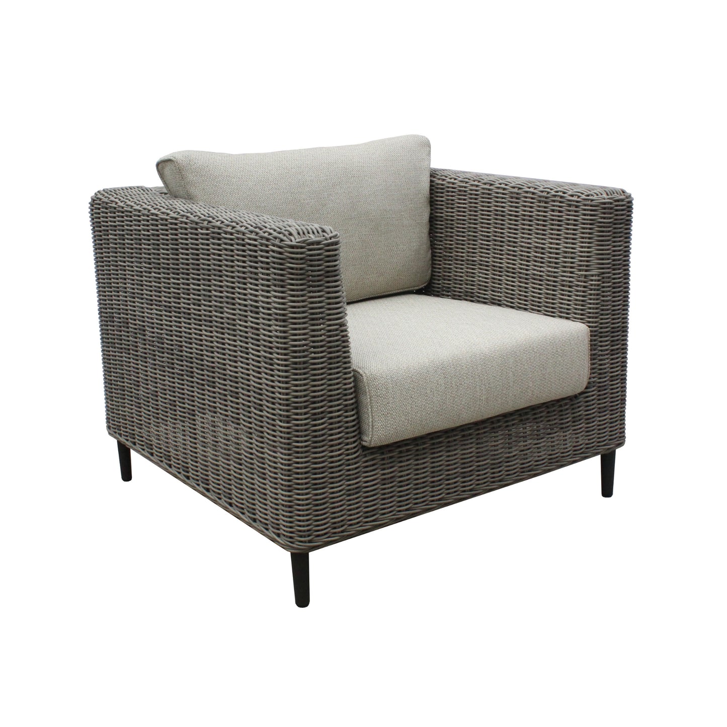 Lara 1 Seater Outdoor Sofa Armchair Rattan Wicker Lounge Light Grey - Cosy Abode