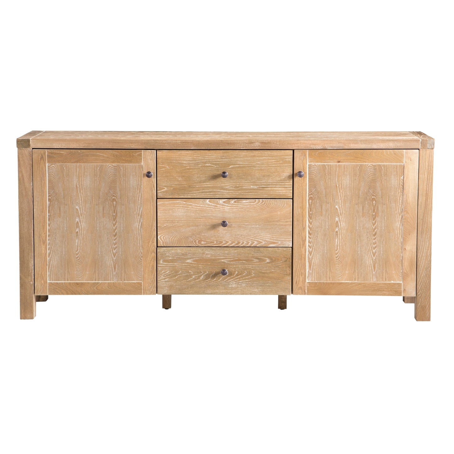 Woodland 180cm Buffet Table Cabinet Timber Wood 3 Drawer 2 Door Natural - Cosy Abode