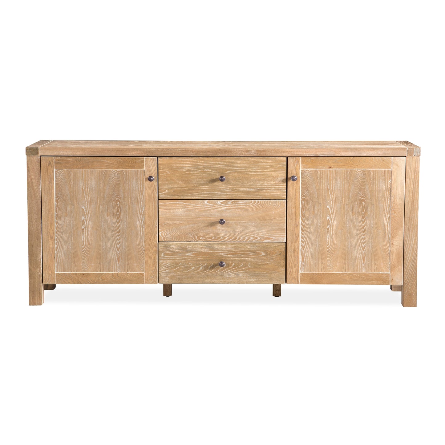 Woodland 140cm Buffet Table Cabinet Timber Wood 3 Drawer 2 Door Natural - Cosy Abode