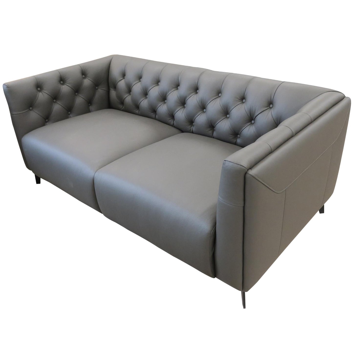 Luxe Genuine Forli Leather Sofa 2.5 Seater Upholstered Lounge Couch - Dark Grey - Cosy Abode