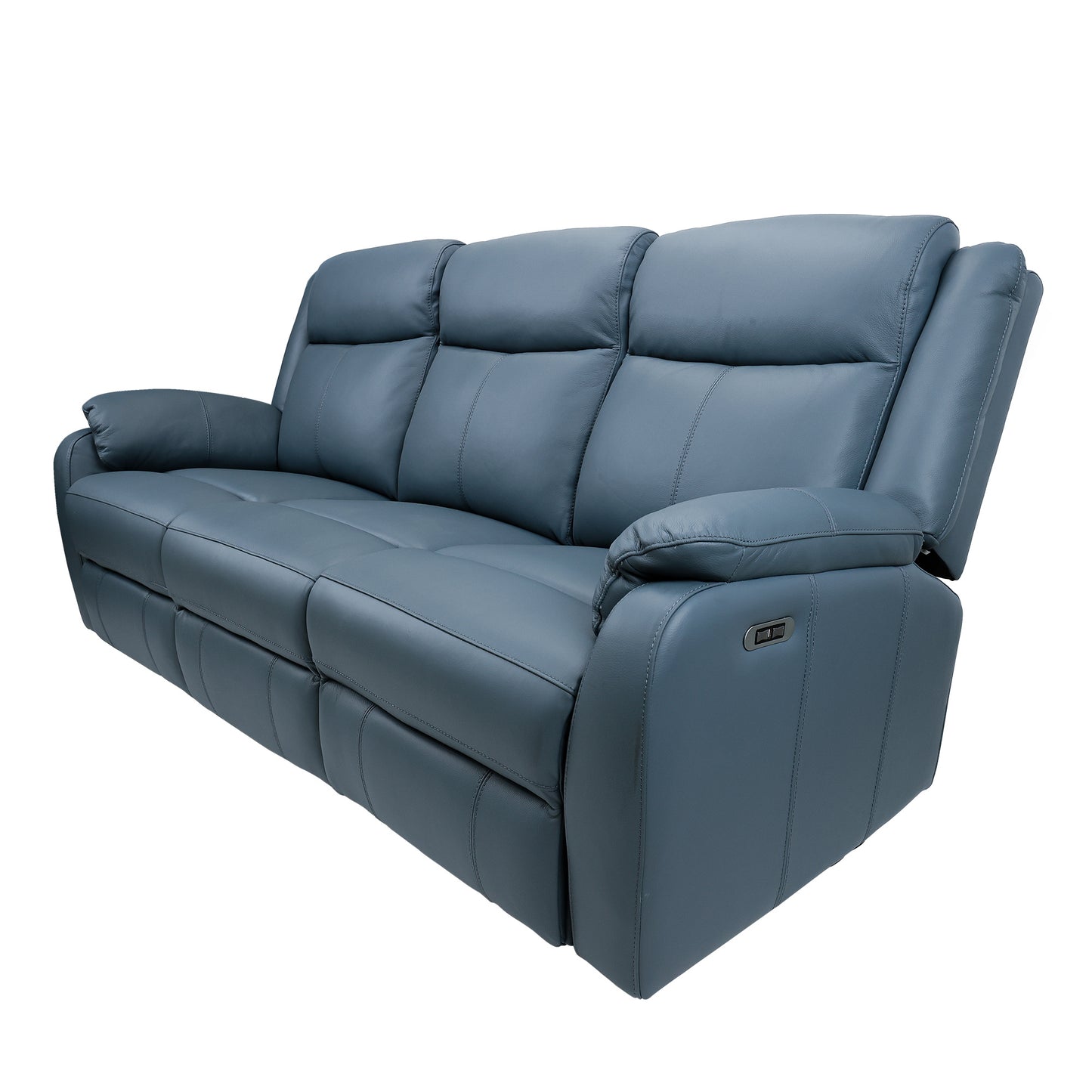 Bella 3+1+1 Seater Electric Recliner Genuine Leather Upholstered Lounge - Blue - Cosy Abode