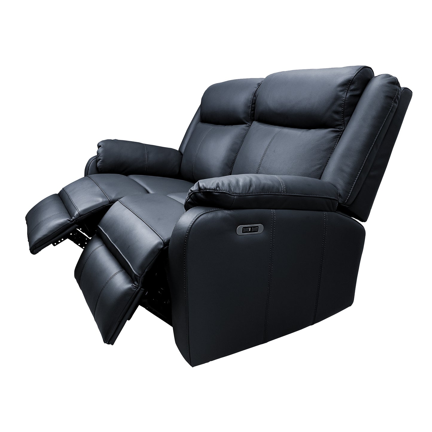 Bella 2 Seater Electric Recliner Genuine Leather Upholstered Lounge - Black - Cosy Abode