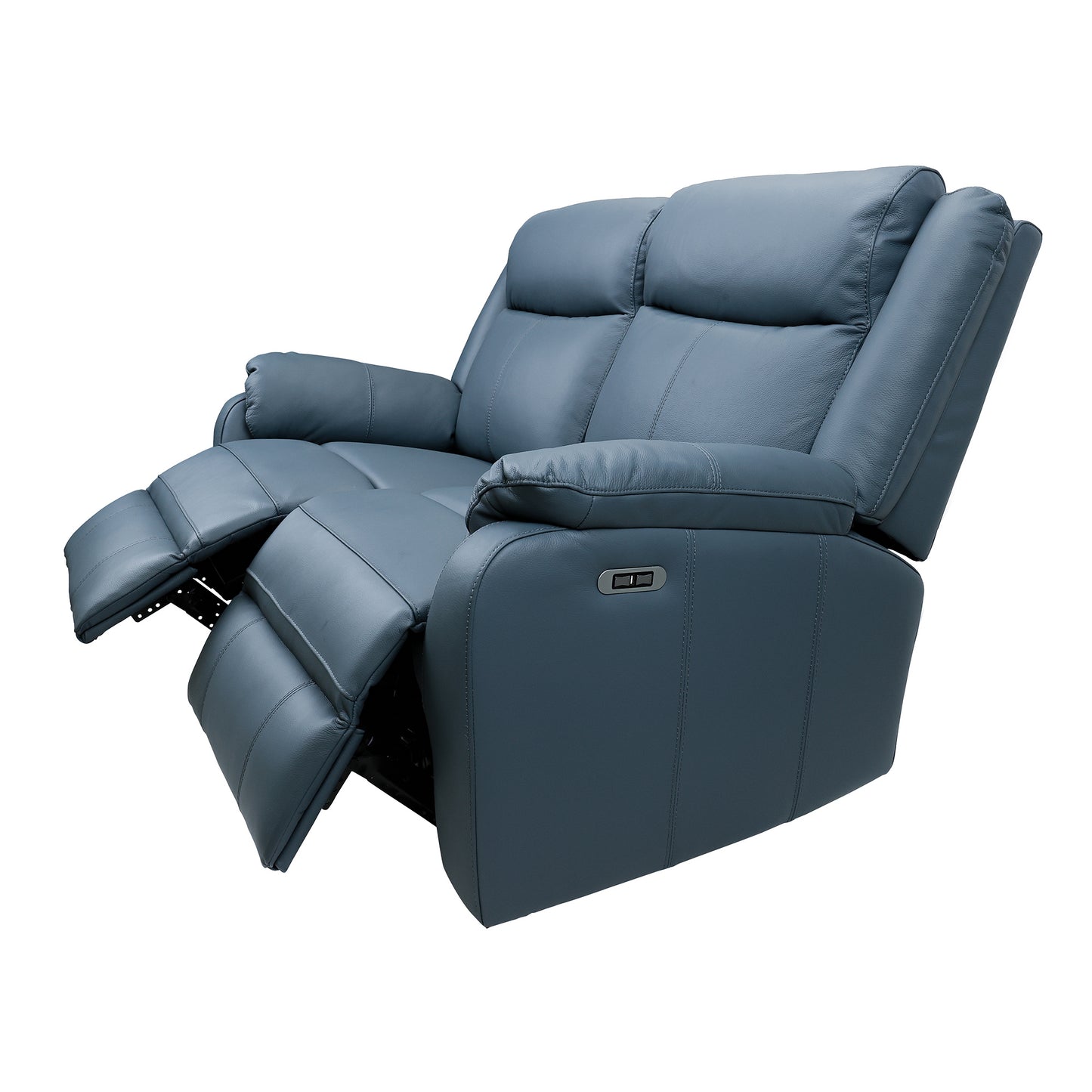 Bella 2 Seater Electric Recliner Genuine Leather Upholstered Lounge - Blue - Cosy Abode