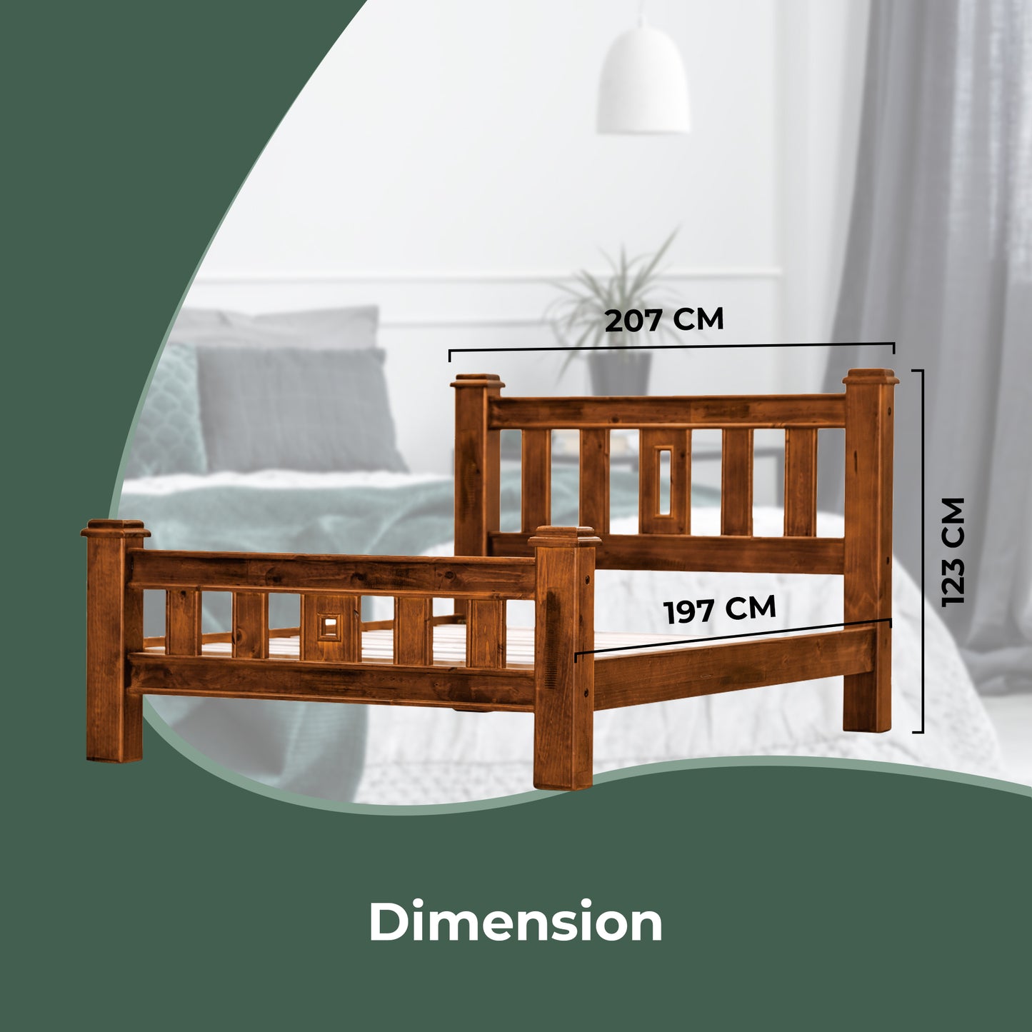 Umber Bed Frame King Size Mattress Base Solid Pine Timber Wood - Dark Brown - Cosy Abode