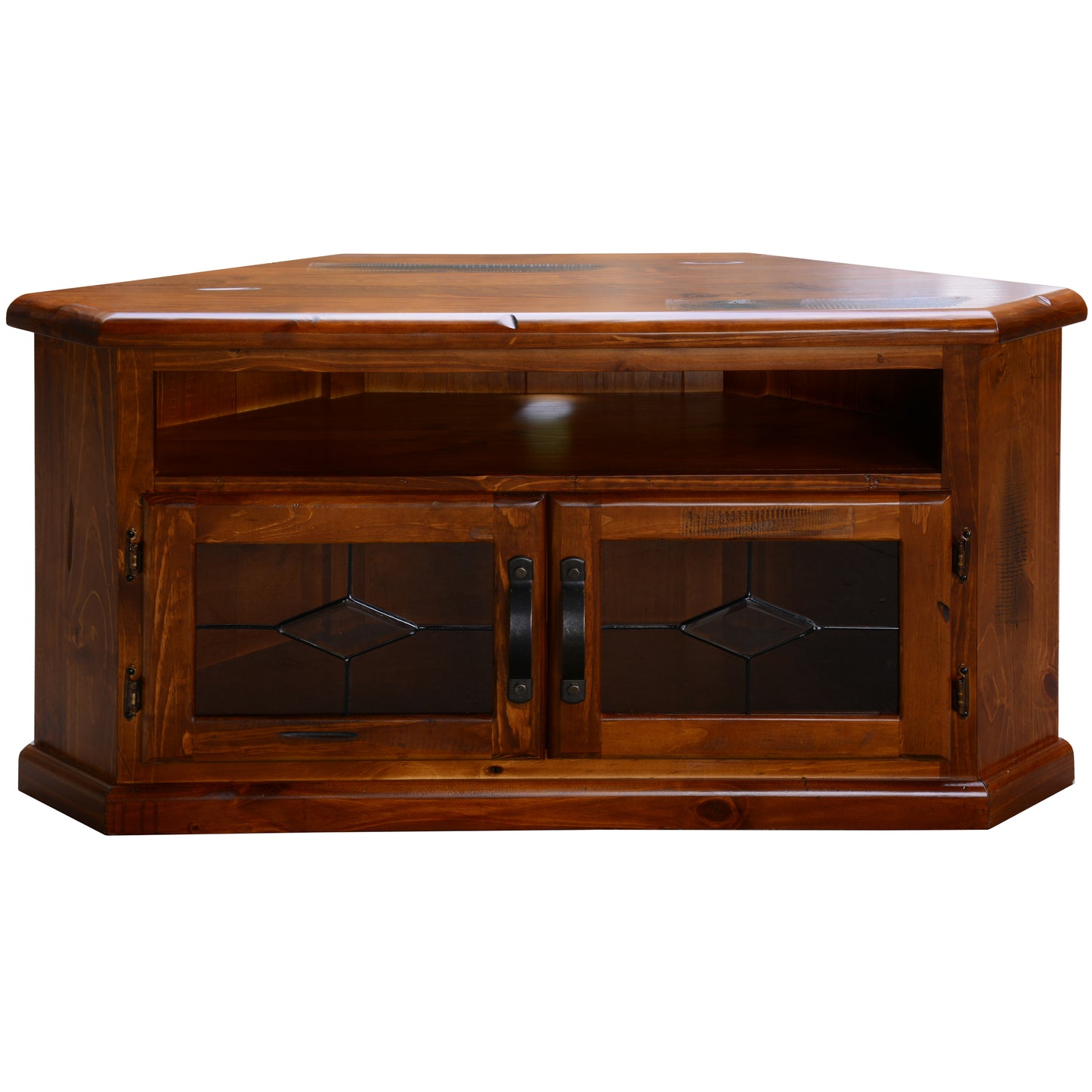Umber Corner ETU Entertainment TV Unit 126cm 2 Door Solid Pine Wood - Dark Brown - Cosy Abode