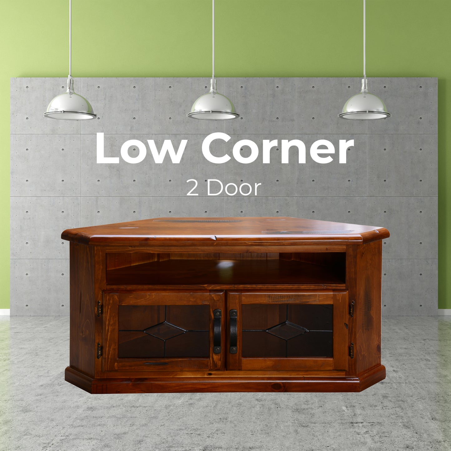 Umber Corner ETU Entertainment TV Unit 126cm 2 Door Solid Pine Wood - Dark Brown - Cosy Abode