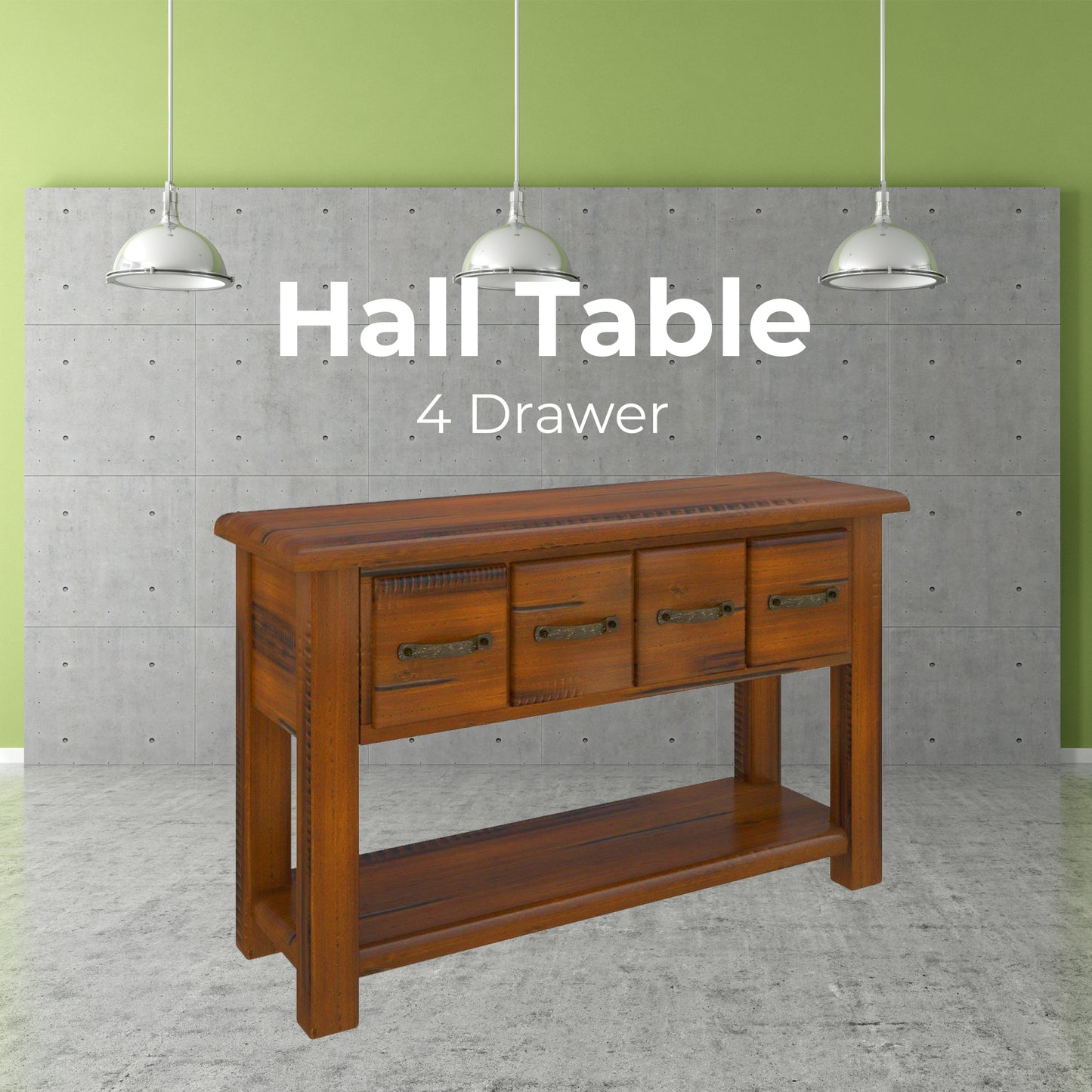 Umber Console Hallway Entry Table 136cm Solid Pine Timber Wood - Dark Brown - Cosy Abode