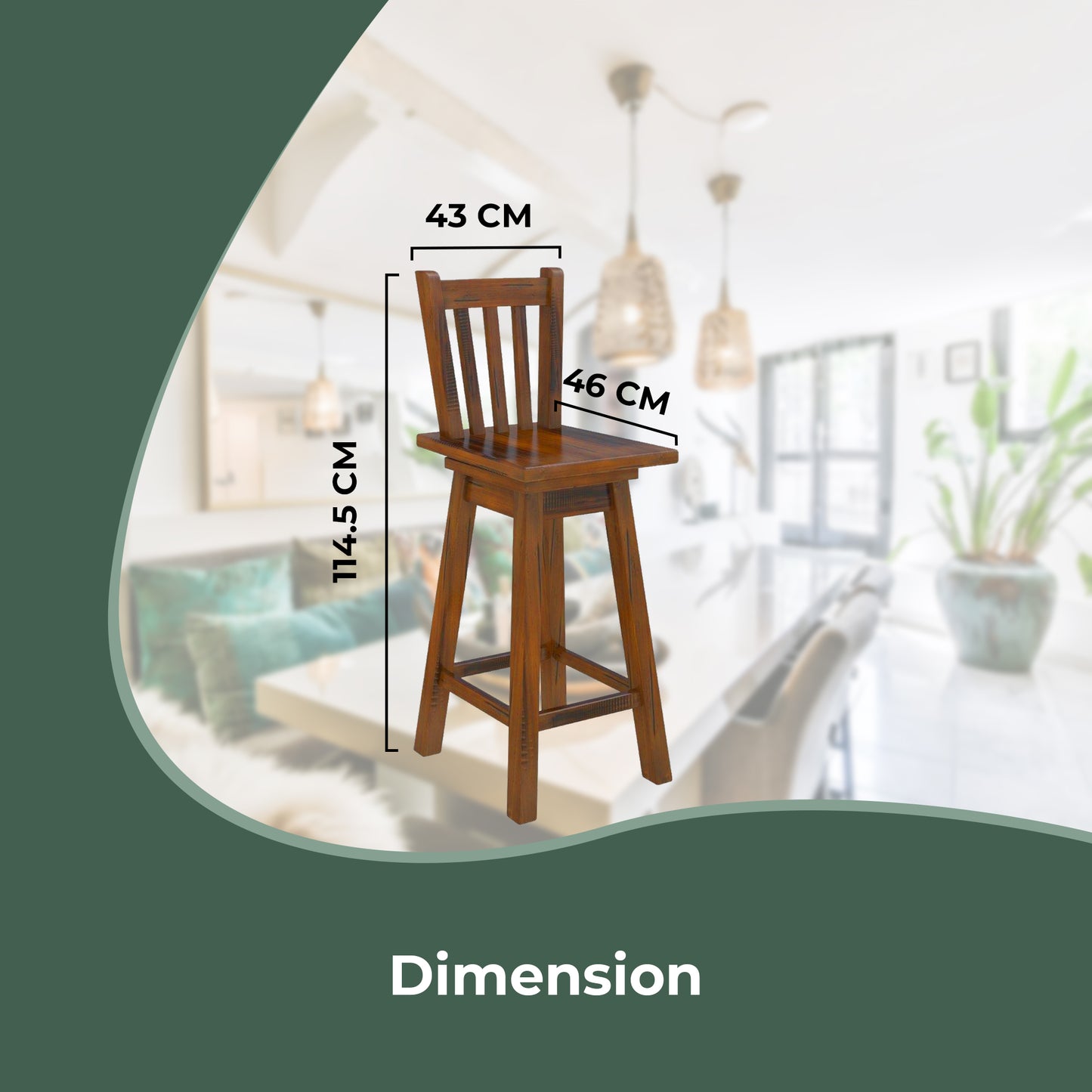 Umber Bar Stools Kitchen Stool Kitchen Counter Seat Solid Pine Wood - Dark Brown - Cosy Abode