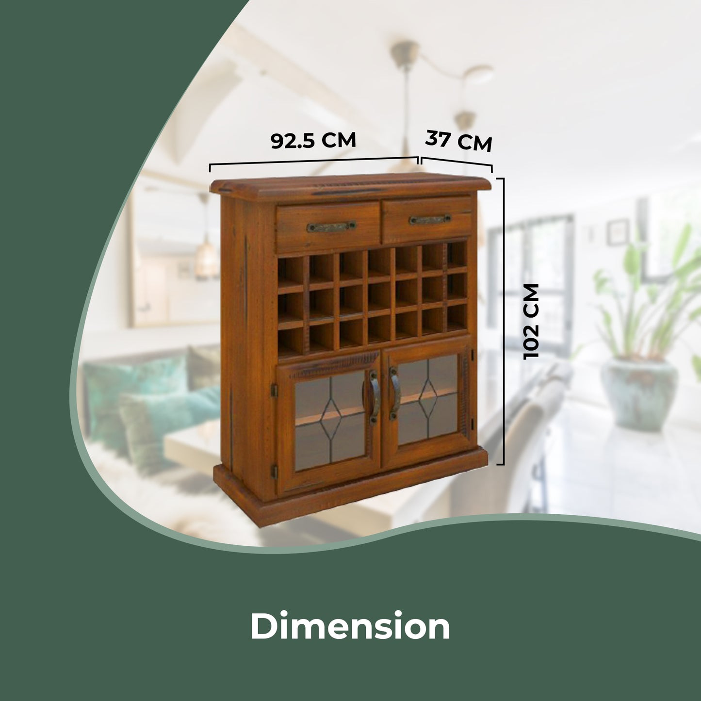 Umber Sideboard Buffet Wine Cabinet Bar Bottle Wooden Storage Rack - Dark Brown - Cosy Abode