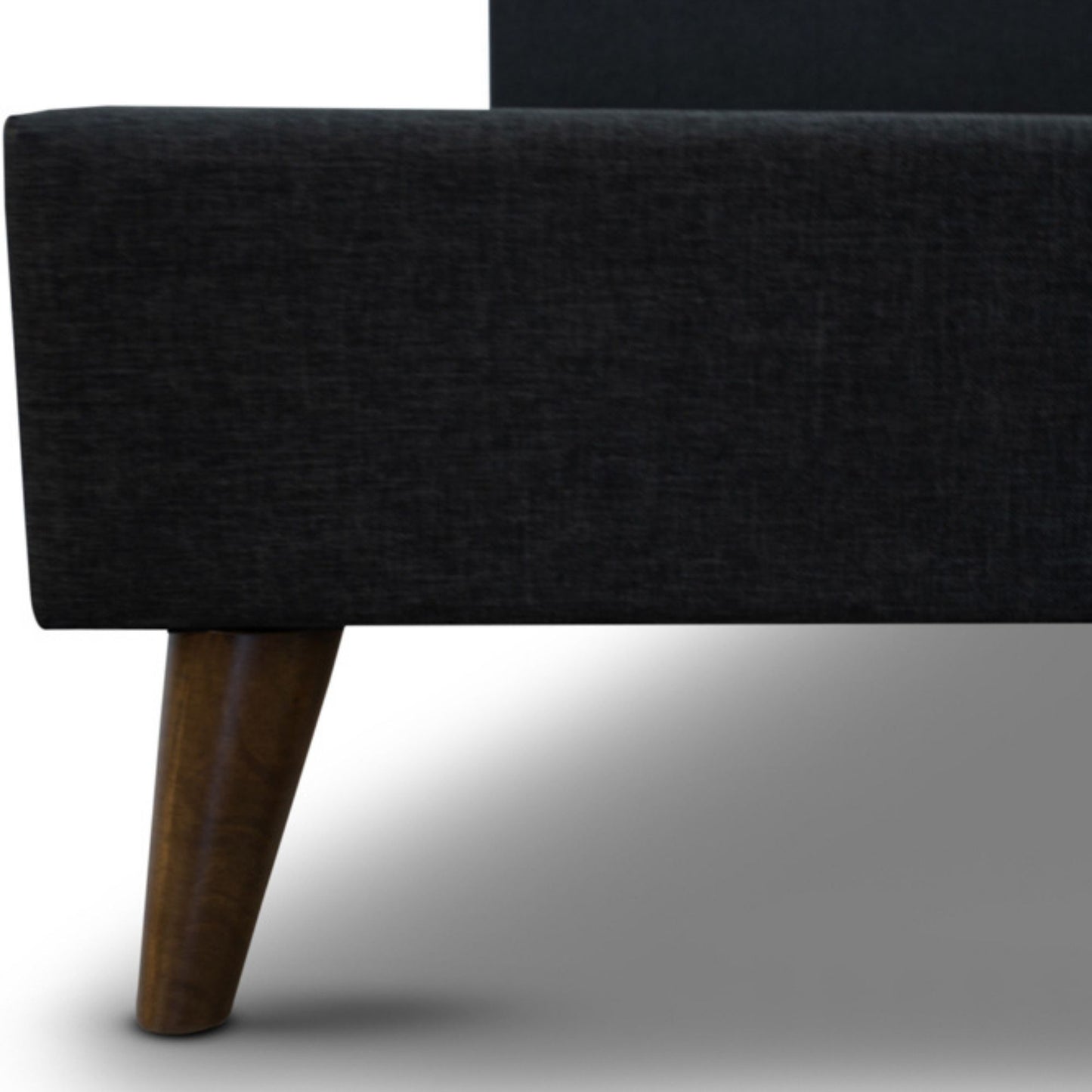 Volga Queen Bed Platform Frame Fabric Upholstered Mattress Base - Charcoal - Cosy Abode