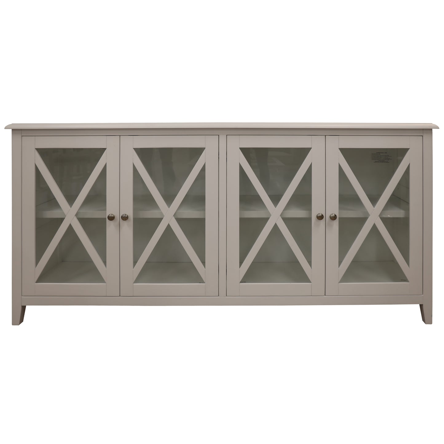 Daisy Buffet Table 180cm 4 Glass Door Solid Acacia Wood Hampton Furniture -White - Cosy Abode