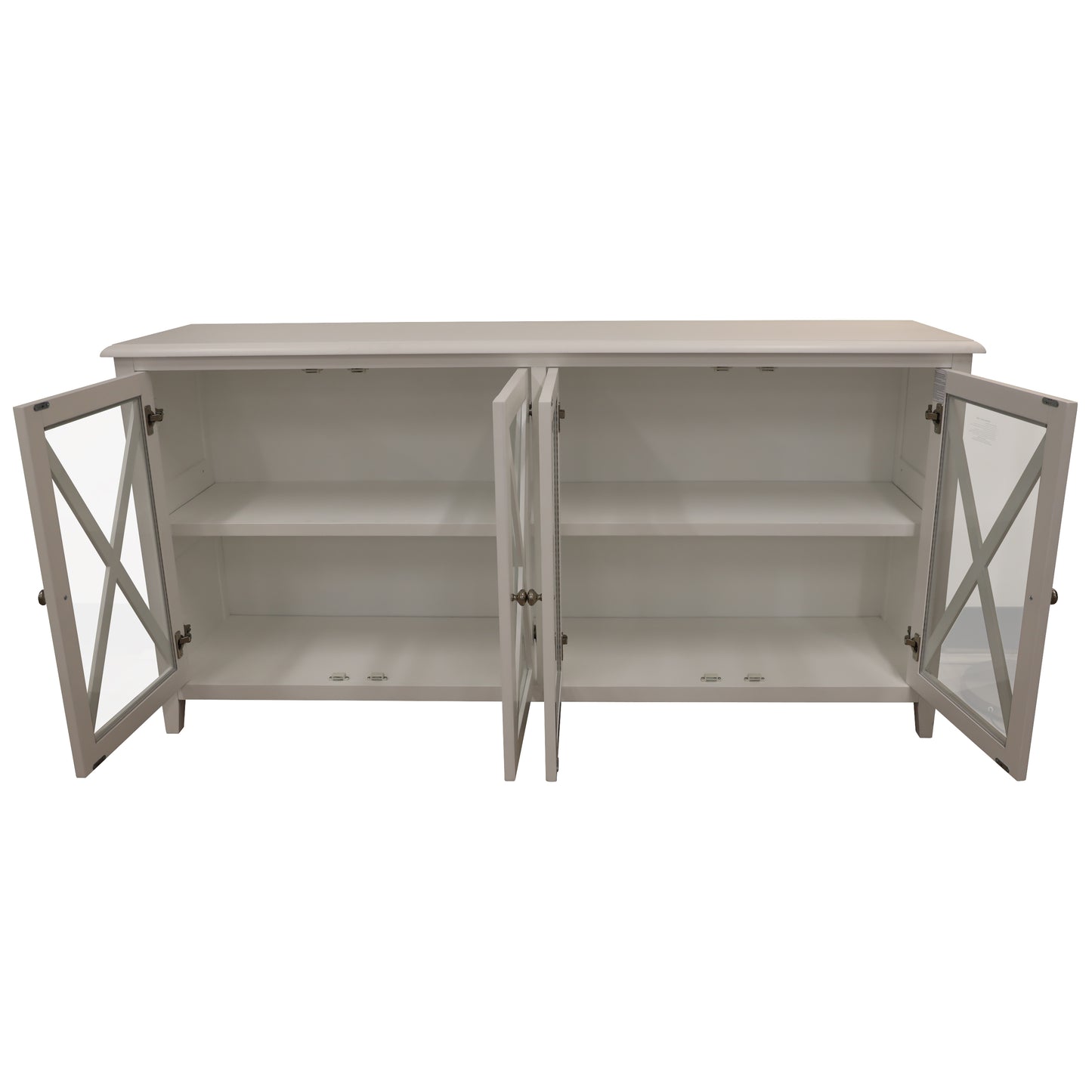 Daisy Buffet Table 180cm 4 Glass Door Solid Acacia Wood Hampton Furniture -White - Cosy Abode