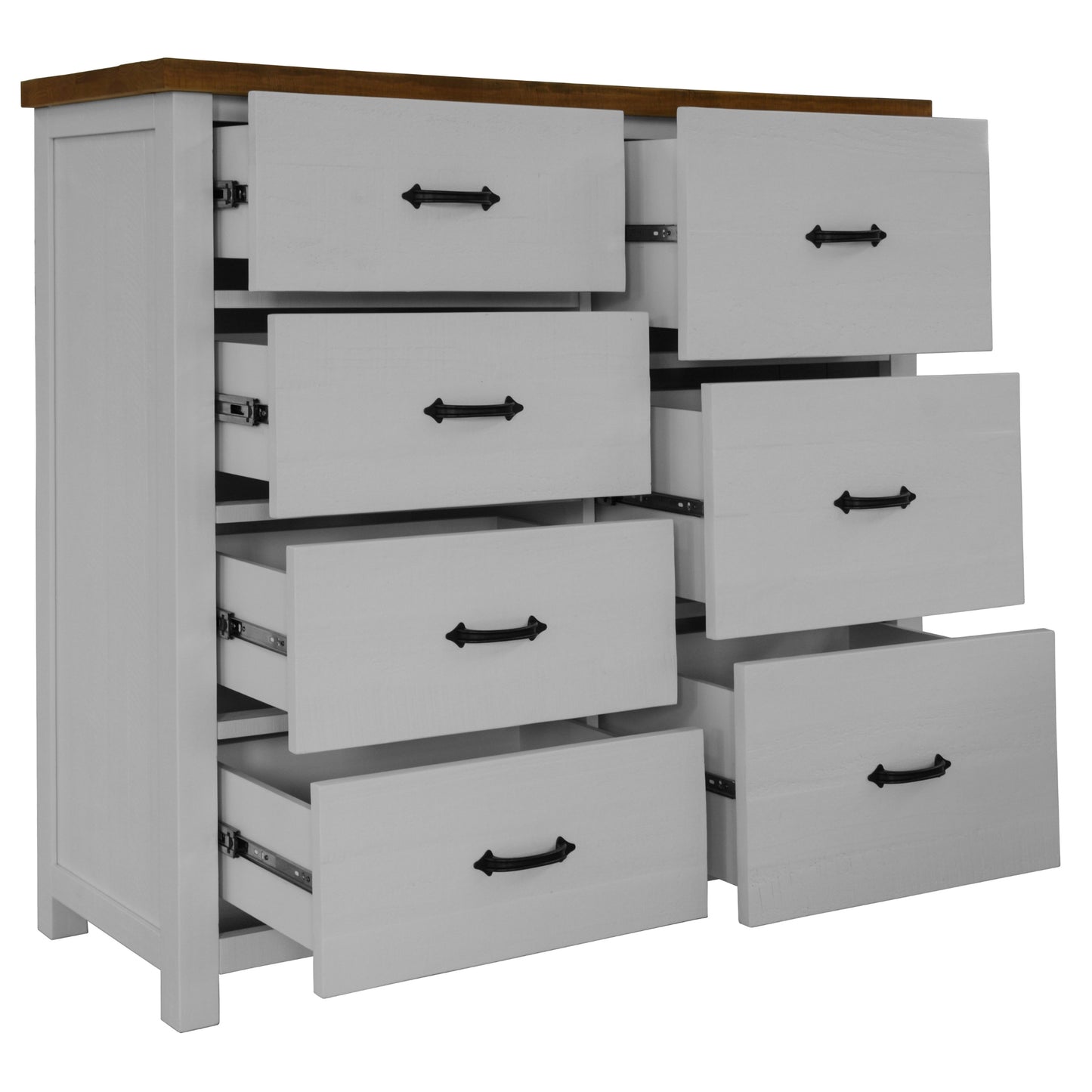 Grandy Tallboy 7 Chest of Drawers Bed Storage Cabinet Stand White Brown - Cosy Abode
