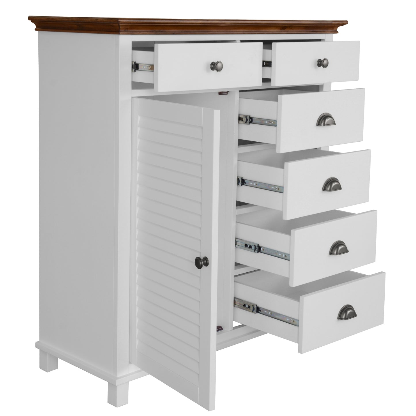 Virginia 4pc Queen Bed Suite Bedside Tallboy Bedroom Furniture Package - White - Cosy Abode