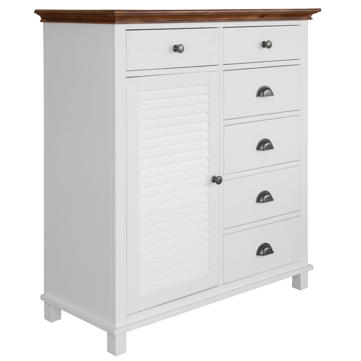 Virginia Tallboy 6 Chest of Drawers Solid Pine Wood Bed Storage Cabinet - White - Cosy Abode